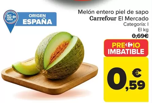 Carrefour El Mercado - Melón Entero Piel De Sapo