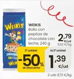 Weikis - Bollo Con Pepitas De Chocolate Con Leche