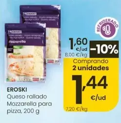 Eroski - Queso Rallado Mozzarella Para Pizza