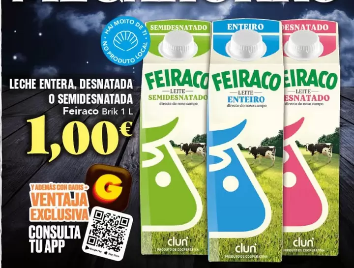 Feiraco - Leche Entera, Desnatada O Semidesnatada