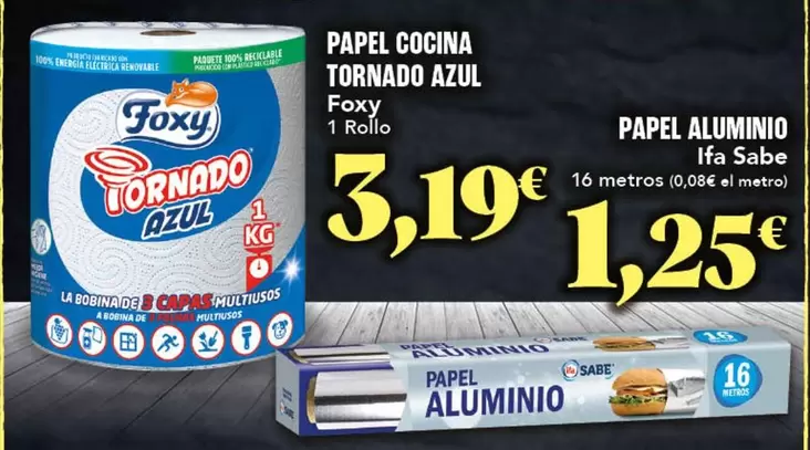 Foxy - Papel Cocina Tornado Azul