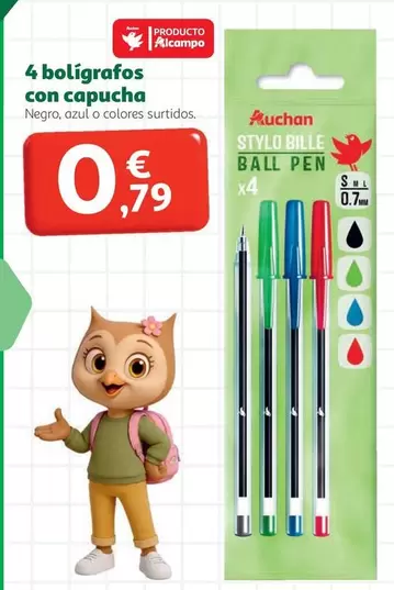 Auchan - 4 Boligrafos Con Capucha