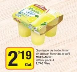 Mercader - Granizado De Limón, Limón Sin Azúcar, Horchata O Café