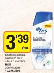 H&s - Champú Classic, Classic 2 En 1, Citrus O Menthol