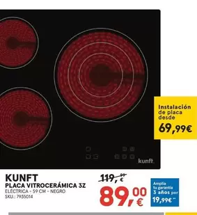 Kunft - Placa Vitrocerámica 3z