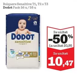 Dodot - Bolquers Sensitive T2, T2 O T3 Pack 56 U / 58 U