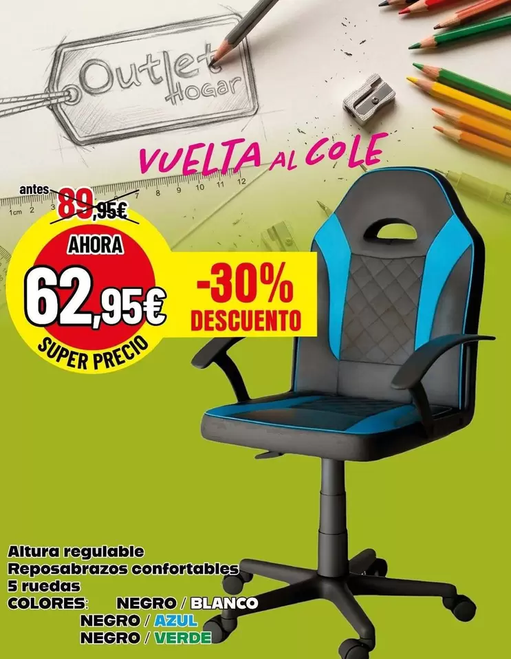 Altura Regulable Reposabrazos Confortables 5 Ruedas