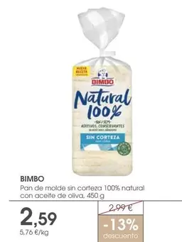 Bimbo - Pan De Molde Sin Corteza 100% Natural Con Aceite De Oliva