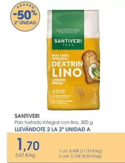 Santiveri - Pan Tostado Integral Con Lino