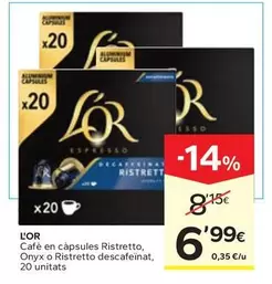 L'or - Cafè En Càpsules Ristretto, Onyx O Ristretto Descafeïnat