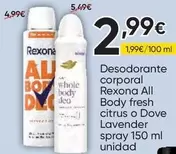 Rexona - Desodorante Corporal Body Fresh Citrus O Dove Lavender Spray