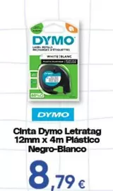 Dymo - Cinta Letratag 12mm X 4m Plástico Negro-Blanco