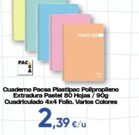 Pacsa - Cuaderno Plastipac Polipropileno Extradura Pastel