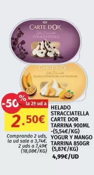 Carte d'Or - Helado Stracciatella Tarrina Yogur Y Mango Tarrina 