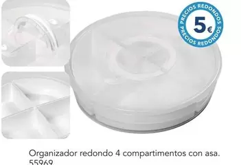 Organizador Redondo 4 Compartimentos Con Asa