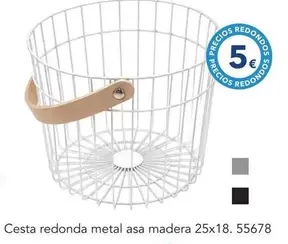 Cesta Redonda Metal Asa Madera