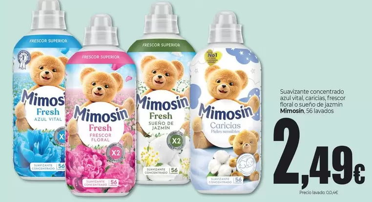 Mimosín - Suavizante Concentrado, Azul Vital, Caricias, Frescor Floral O Sueno De Jazmin