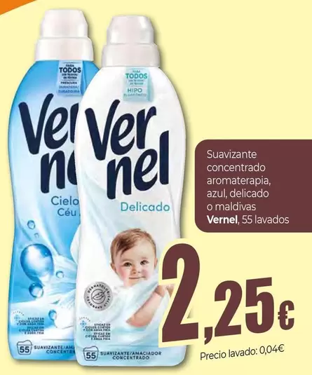 Vernel - Suavizante Concentrado Aromaterapia, Azul, Delicado O Maldivas