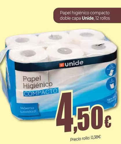 Unide - Papel Higiénico Compacto Doble Capa