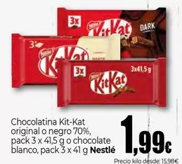 Nestlé - Chocolatina Kit-kat Original O Negro 70% O Chocolate Blanco