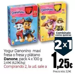 Danone - Yogur Danonino Maxi Fresa O Fresa Y Platano