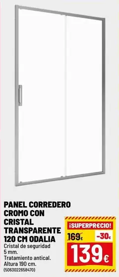 Cristal - Panel Corredero Cromo Con Transparente 120 Cm Odalla