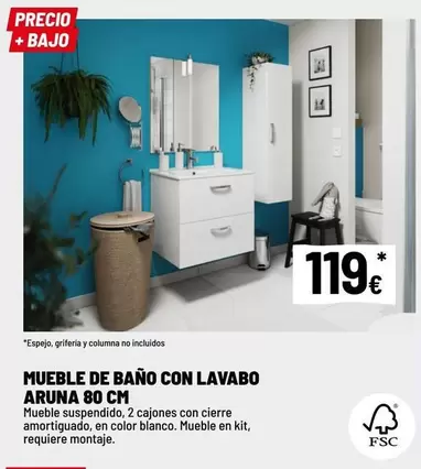 Blanco - Mueble De Bano Con Lavabo Aruna 80 Cm
