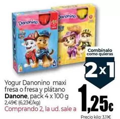 Danone - Yogur Danonino Maxi Fresa O Fresa Y Platano