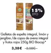 Biocop - Galletas De Espelta Integral, Limón Y Jengibre/ De Copos De Avena Integral Y Frutos Rojos BIO