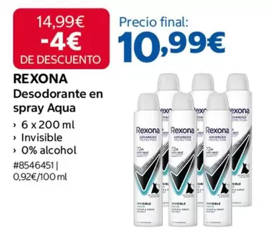 Rexona - Desodorante En Spray Aqua