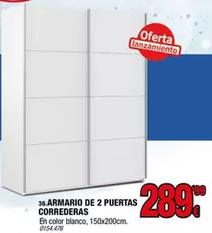 Blanco - Armario De 2 Puertas Correderas