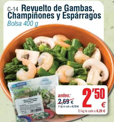 Revuelto De Gambas, Champiñones Y Esparragos