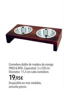 mango - Comedero Doble De Madera De Mango