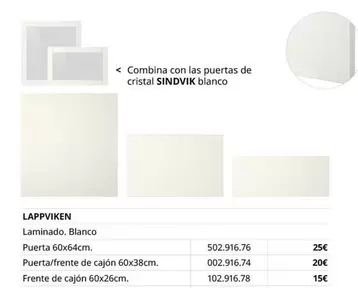 Blanco - Laminado,  Puerta 60%64cm