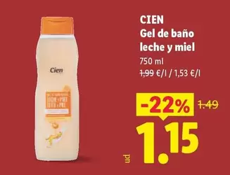 Cien - Gel De Bano Leche Y Miel