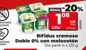 Dia - Bífidus Cremoso Doble 0% Con Melocoton