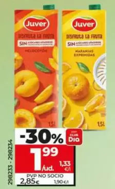 Juver - Bebida De Zumo Disfruta Sin Azúcar Añadido De Melocotón/ De Naranja 