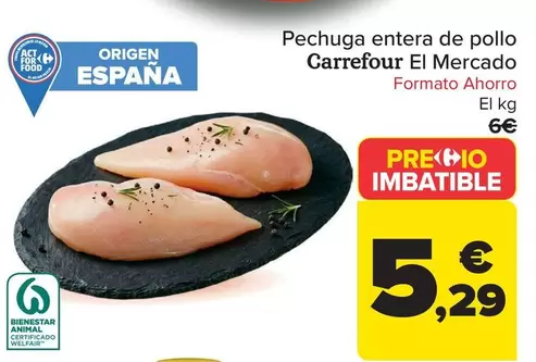 Carrefour El Mercado - Pechuga Entera De Pollo