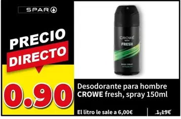Crowe - Desodorante Para Hombre Fresh, Spray