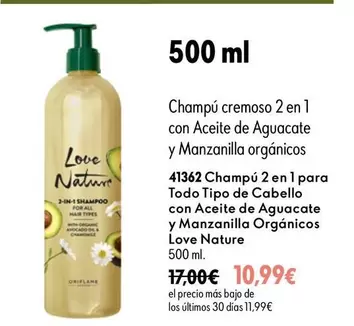 Nature - Champú 2 En 1 Con Aceite De Aguacate Y Manzanilla Organicos