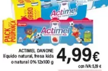 Danone - Actimel Líquido Natural, Fresa Kids O Natural 0%