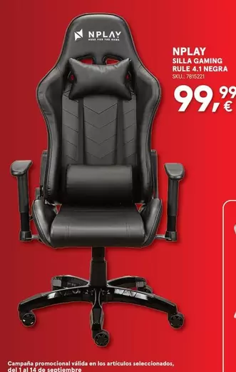 Nplay - Silla Gaming Rulle 4.1 Negra