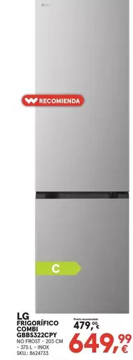 LG - Frigorífico Combi GBBS322CPY