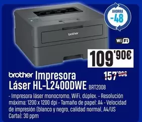 Brother - Impresora Laser HL-L2400DWE