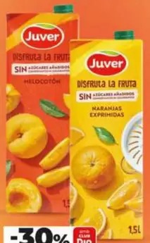 Juver - Bebida De Zumo Disfruta Sin Azúcar Añadido De Melocotón/De Naranja
