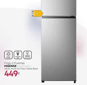 Hisense - Frigo 2 Puertas Riazza-lace Inox, Multi-air Flow, Metal Back