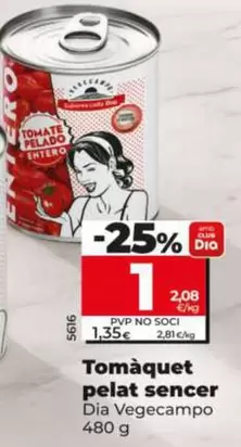 Dia Vegecampo - Tomate Pelado Entero 