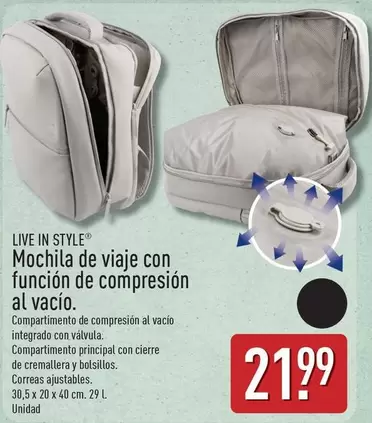 Live In Style - Mochila De Viaje Con Funcion De Compresion Al Vacio