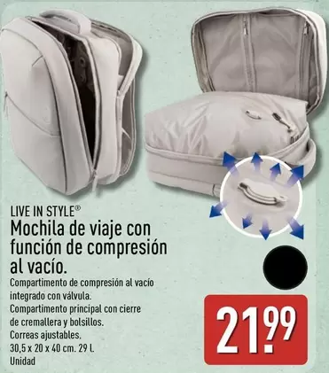 Live In Style - Mochila De Viaje Con Funcion De Compresion Al Vacio