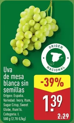 Uva De Mesa Blanca Sin Semillas